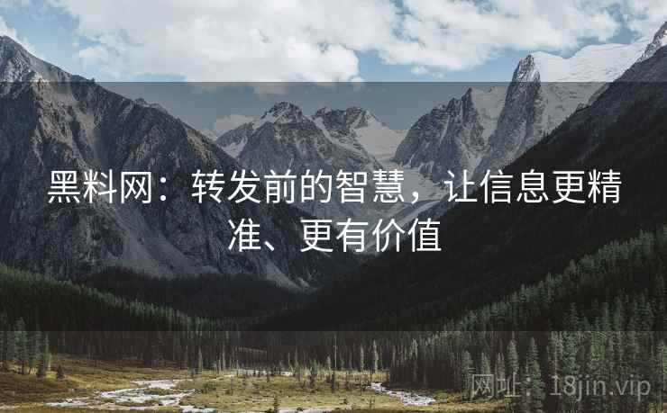 黑料网：转发前的智慧，让信息更精准、更有价值