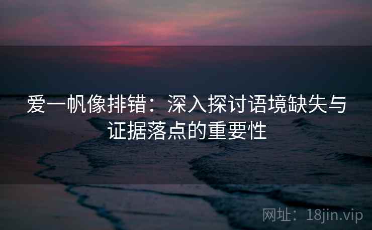 爱一帆像排错：深入探讨语境缺失与证据落点的重要性