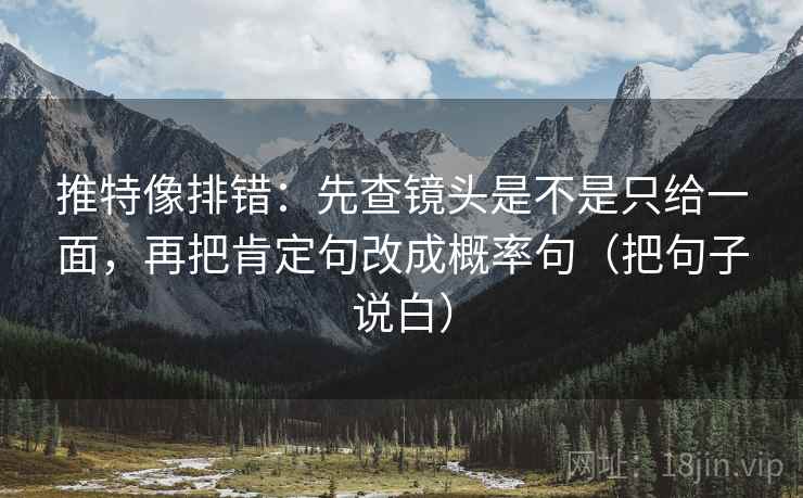 推特像排错：先查镜头是不是只给一面，再把肯定句改成概率句（把句子说白）