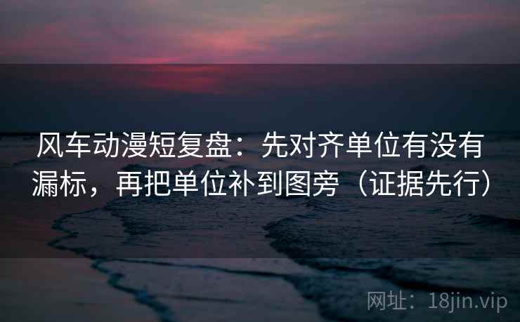 风车动漫短复盘：先对齐单位有没有漏标，再把单位补到图旁（证据先行）